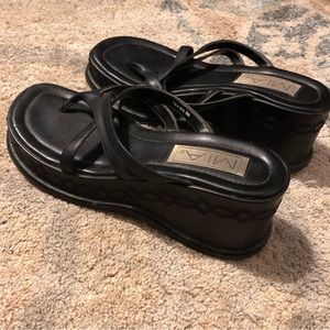 Y2K Chunky Platform wedge Square Toe Sandal Size 8